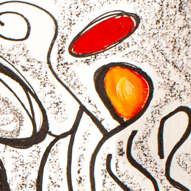 Contemporary Flowers Under Light — Abstract Expressionist Drawing in Oil Markers & Acrylics, 18 × 24 In For Sale - Image 3 of 7