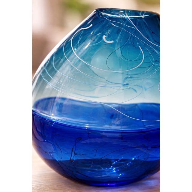 A striking and highly decorative “Ludic” studio glass vase by Stuart Akroyd, crafted in England circa 1990s. This...