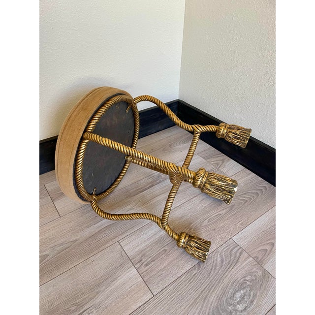 Stunning Vintage Italian Hollywood Regency Style Rope & Tassel Vanity Stool Add a touch of mid-century glamour to your...