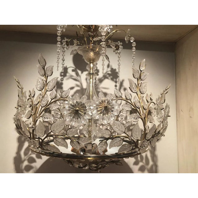 Exceptional 1940's XL Hollywood Regency Cut Crystal Garden Chandelier - Hand Crafted Attrib. Maison Bagues For Sale - Image 13 of 13