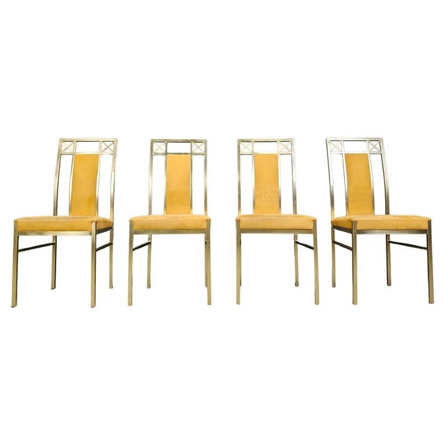 Vintage Brass Dining Chairs attributed to Belgochrom, 1970s, Set of 4 For Sale - Image 14 of 14