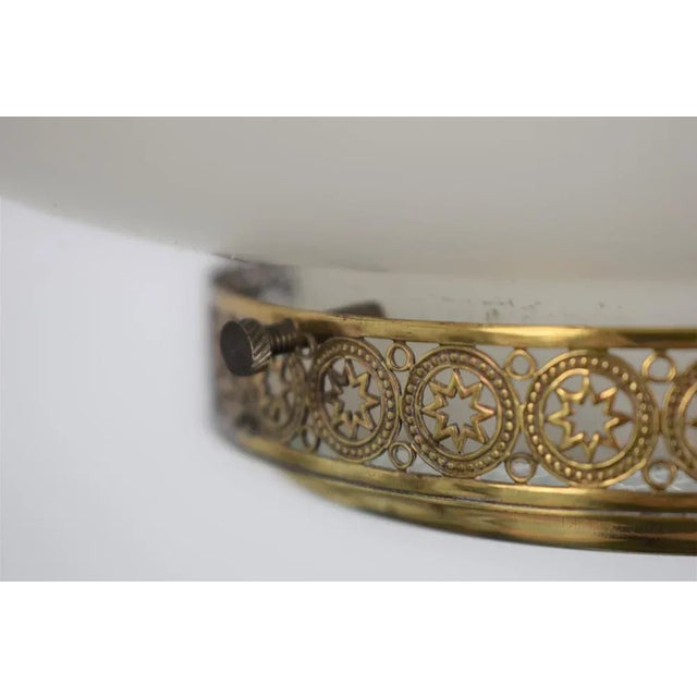 1950s Suspension Lamp in Opaline Glass and Brass, Italy, 1950s For Sale - Image 5 of 12