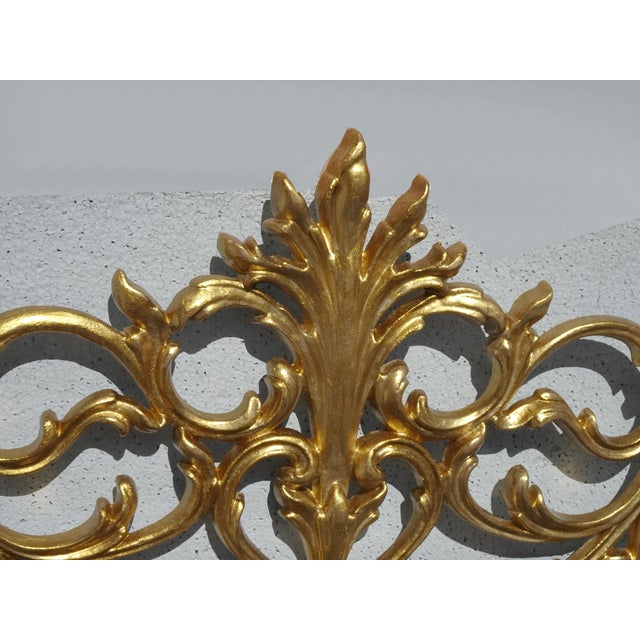 Gold Rococo Style King Size Iron Scrolled Headboard Metallic Gold Italian Headboard For Sale - Image 8 of 13
