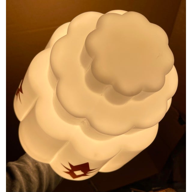 White Early 20th Century Art Deco White Milk Glass Skyscraper Star Hanging Pendant Light Fixture For Sale - Image 8 of 11