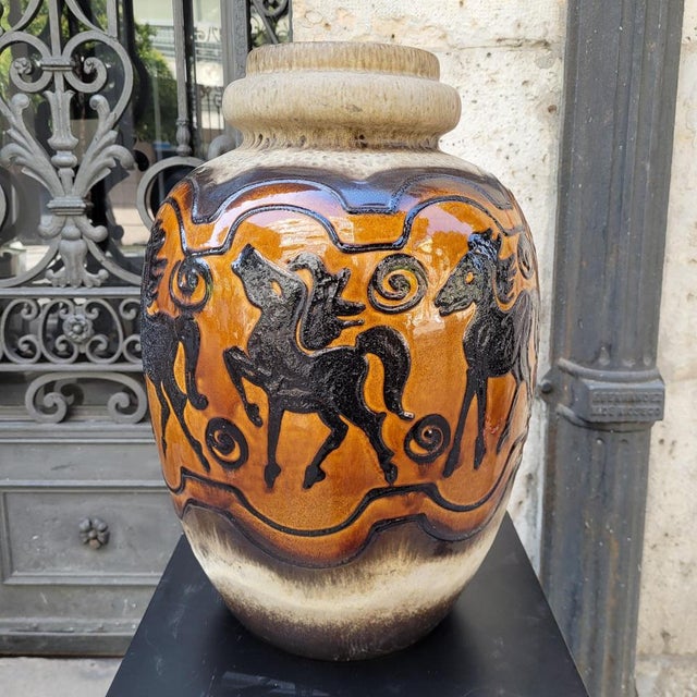 Large Model 286-51 Equestrian Vase from Scheurich Keramik, Germany, 1960s For Sale - Image 4 of 18