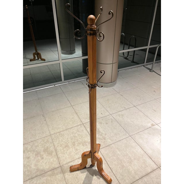 Chestnut Vintage Hand-Hewn Timber & Iron Coat Hat Rack From Mexico For Sale - Image 8 of 13