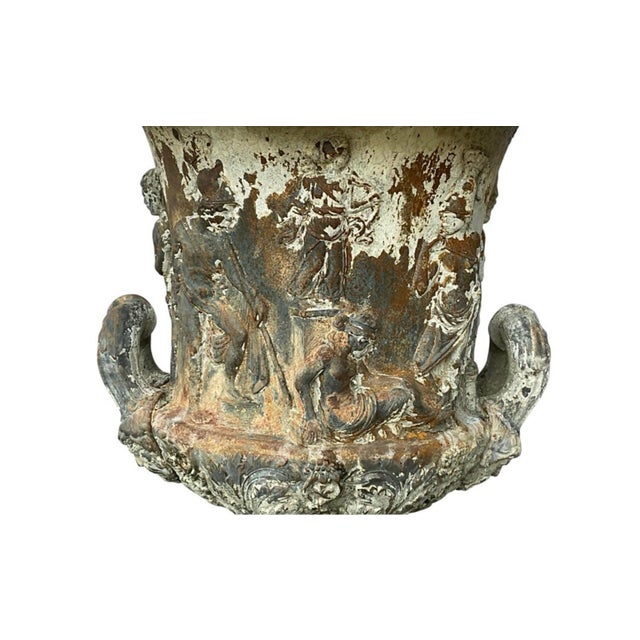 19th Century French Cast Iron Medici Borghese Garden Urns Pair For Sale - Image 15 of 18