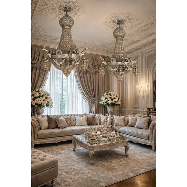 1960s French Louis XVI Silver Bronze Deer Chandeliers Pair- 2 PCS For Sale - Image 9 of 10