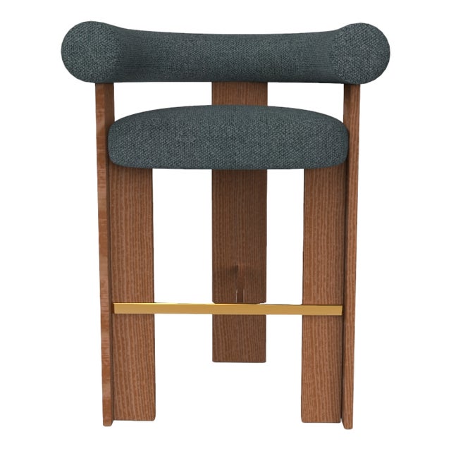 Collector Modern Cassette Bar Chair in Safire 10 Fabric and Smoked Oak by Alter Ego For Sale