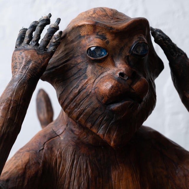 Three Wise Monkeys Leather Sculptures For Sale - Image 9 of 12