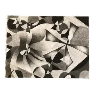 1970’s Original Vintage Abstract Charcoal & Ink Drawing