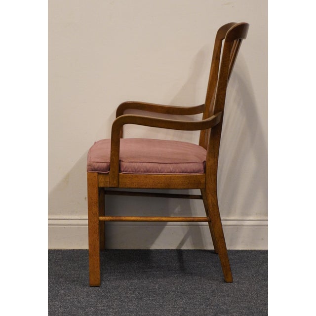 Wood Drexel Furniture Woodbriar Collection Rustic European Slat Back Dining Arm Chair For Sale - Image 7 of 9