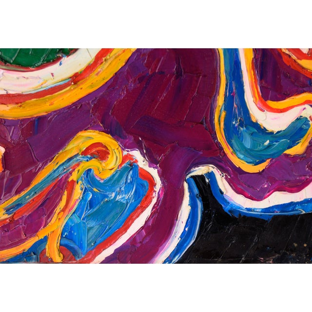 Heavily Textured Abstract Expressionist Composition in Oil on Canvas by Harald Dry Schmidt For Sale - Image 4 of 9