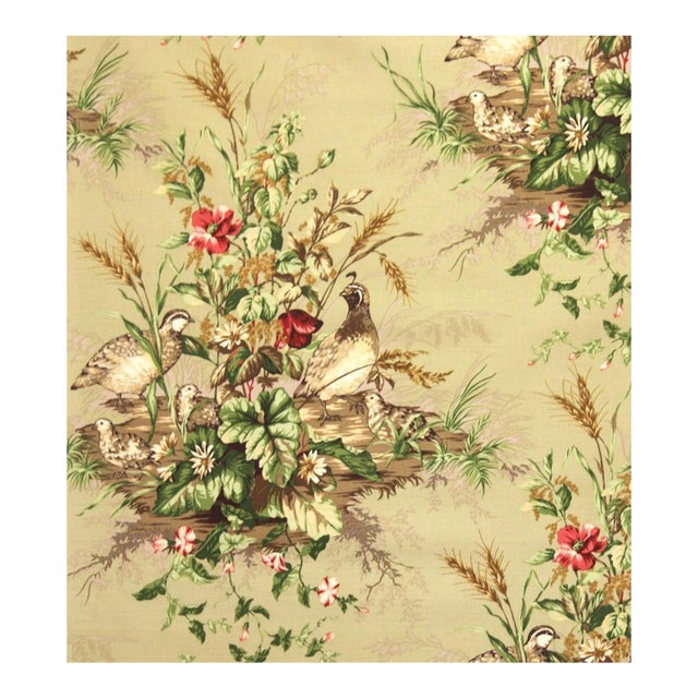 The House of Scalamandré Edwin'S Covey Linen Print Fabric, Multi on Willow For Sale