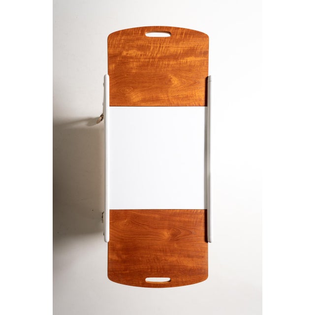 Brown White Thea Trolley with Teak Inserts by Yngve Ekström for Swedese, 1950s For Sale - Image 8 of 9