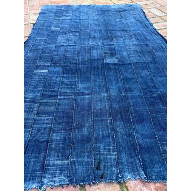 African Vintage African Indigo Denim Mossi Mudcloth 65” L X 40” W Textile | No. 152 For Sale - Image 3 of 6