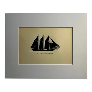 1929 Three-Masted Schooner Silhouette Print