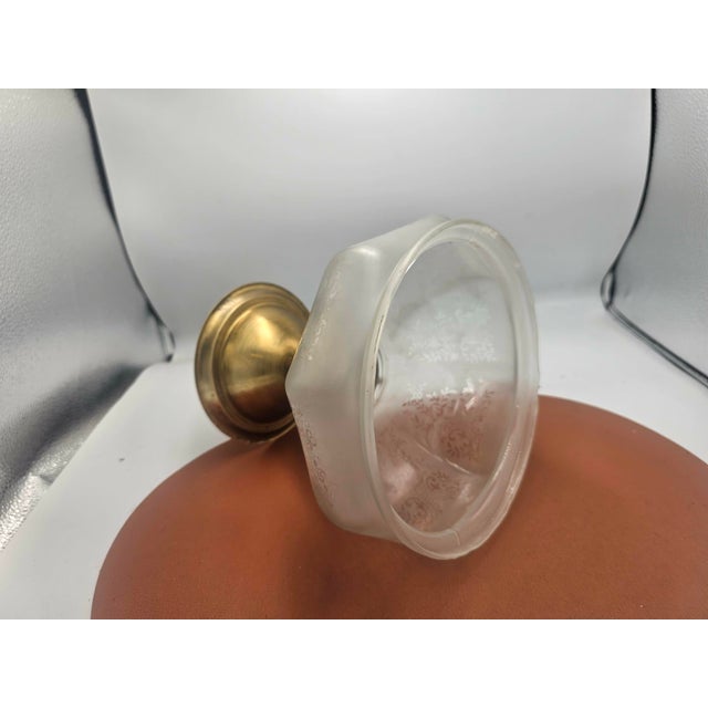 Pre-war brass ceiling lamp, dimensions: height: 21 cm, bottom diameter of the lampshade: 20 cm, ceiling diameter: 13.8 cm....