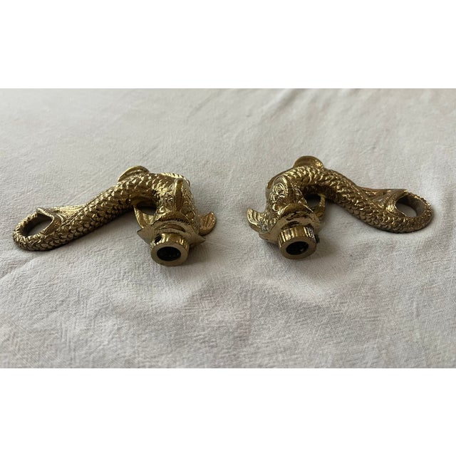 Vintage Dolphin Motif Solid Brass 3-Handle Tub & Shower Set – Unlacquered Polished Brass, Hollywood Regency Style Phylrich For Sale - Image 15 of 17