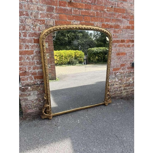 Gold Large Antique 19th Century English Gilt Rope Twist Framed Overmantle Mirror For Sale - Image 8 of 8