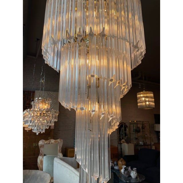 Plastic 1980s Vintage Lucite Spiral Chandelier For Sale - Image 7 of 8