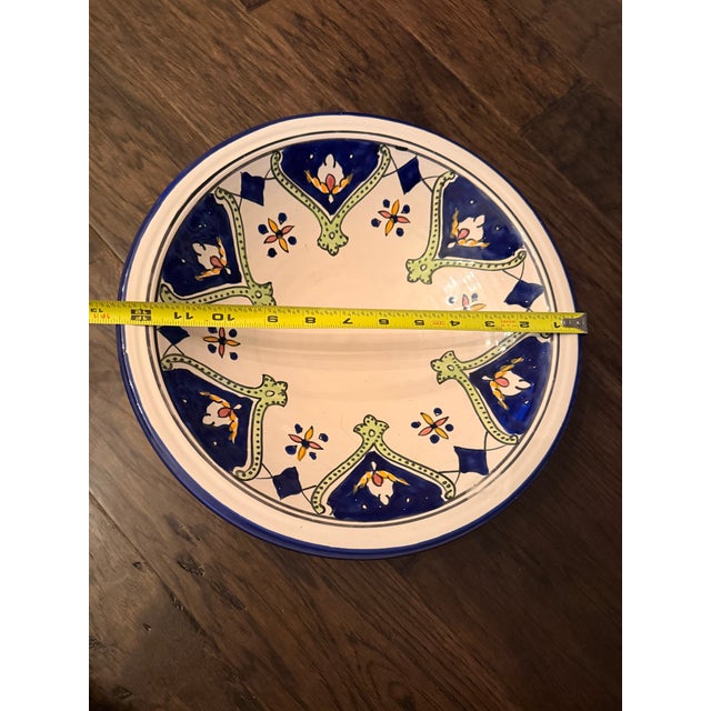 1980s 1980s AHand-Painted Tunisian Ceramic Tebsi Pedestal Serving Bowl For Sale - Image 5 of 6