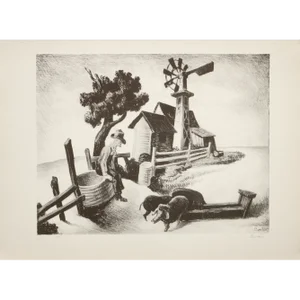 1939 After Thomas Benton "In the Ozarks", First Edition Period Offset Lithograph