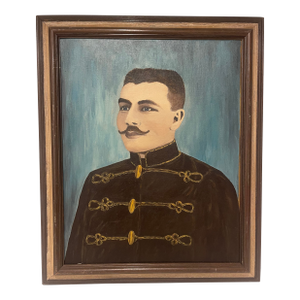 1980s Portrait Painting, Framed