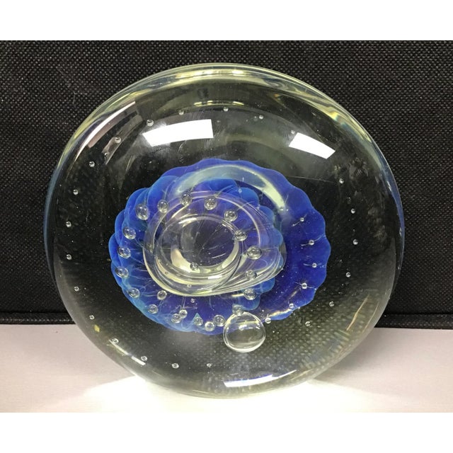 Blue Robert Eickholt Art Glass Paperweight For Sale - Image 8 of 8