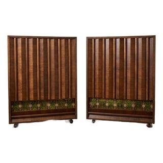 Mid Century Modern Brutalist Dresser Pair by Tobago. Canada. For Sale