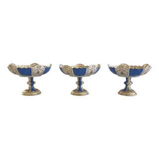 Fruit Bowls in Polychrome Porcelain and Gold from Meissen, 1850s, Set of 3 For Sale