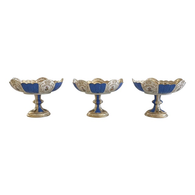 Fruit Bowls in Polychrome Porcelain and Gold from Meissen, 1850s, Set of 3 For Sale