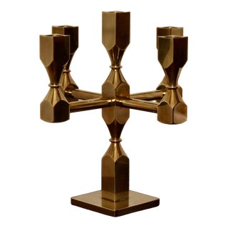 Vintage Swedish Brass Candelabra by Gusum, 1990 For Sale