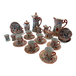 Vintage Japanese Eggshell Porcelain Kutani Geisha Tea Set- 26 Pieces