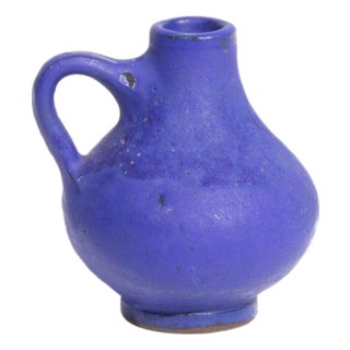 West German Blue Ceramic Vase Jug by Hartwig Heyne Hoy For Sale