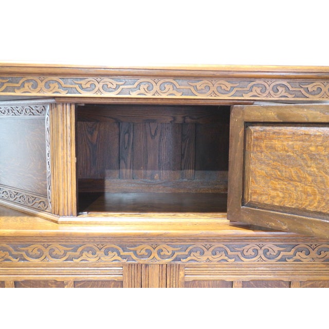 Jacobean Style Carved Oak Court Cabinet Cupboard For Sale - Image 14 of 15