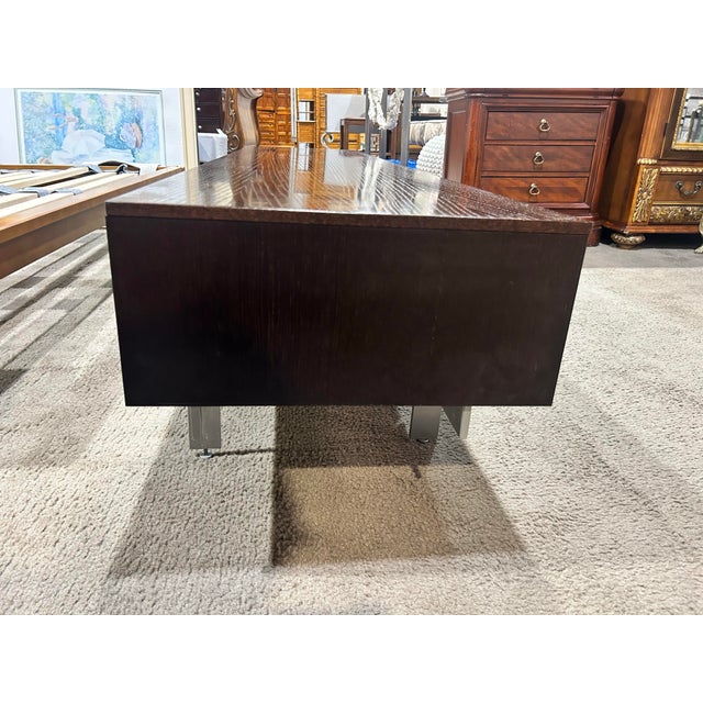 Early 21st Century Dark Wood Credenza With Louvered Front Drawers For Sale - Image 5 of 7