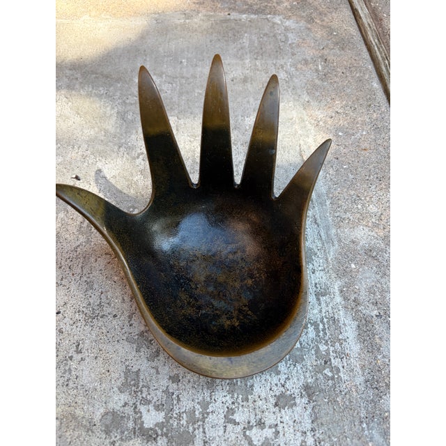 Vintage Brutalist Walter Bosse Sculptural Bronze Hand Bowl or Ashtray, Herta Baller, Austria, 1950s For Sale - Image 10 of 12