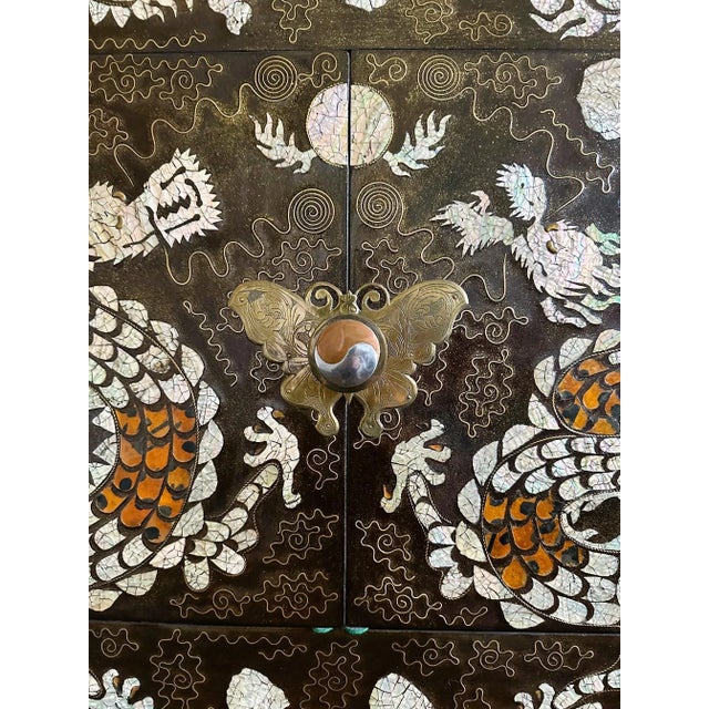 Korean Lacquer Wood Stacking Nong Cabinets with Striking Inlays - a Pair For Sale - Image 12 of 12