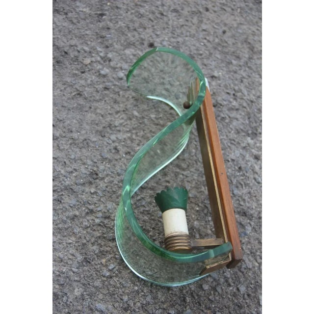 1950s Curved Glass & Brass Sconce, 1950s For Sale - Image 5 of 9
