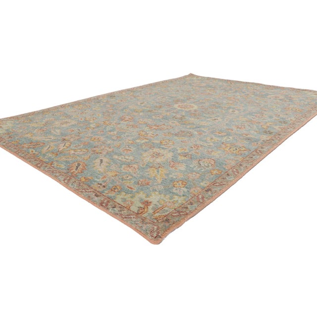 30785 Modern Distressed Rug with Vintage Style, 05'03 x 07'11. Emanating sophistication and rustic sensibility combined...