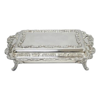 Vintage Poole Silver Plated Footed Covered Vegetable Serving Dish Platter W/ Lid For Sale