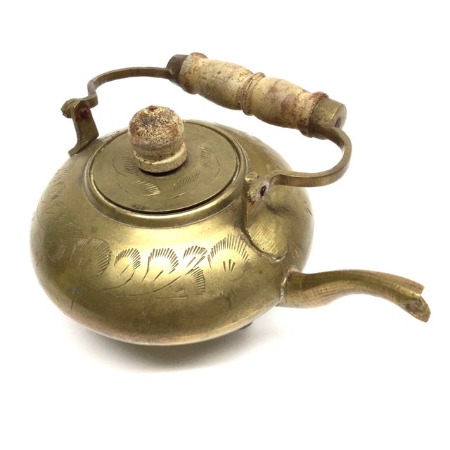 Small Brass Etched and Signed Teapot Circa 1900 For Sale - Image 11 of 12