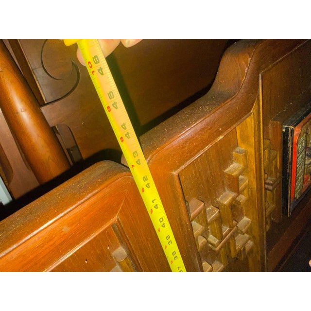 Vintage Chinoiserie Style Solid Wood Frame King Headboard For Sale - Image 11 of 13