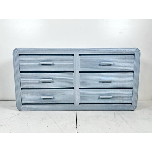 Vintage Lacquered Pencil Reed Rattan Chest of Drawers For Sale - Image 4 of 12