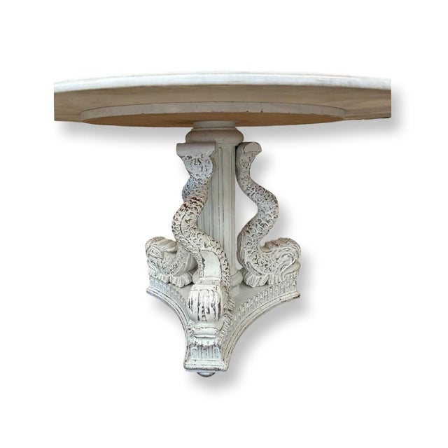 Vintage Italian Wood With Marble Top Table. For Sale - Image 4 of 5