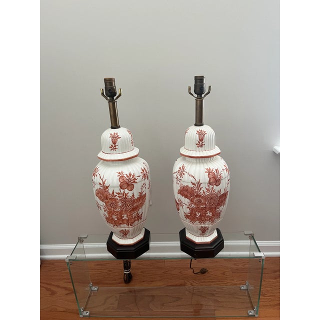 1970s Pair of Vintage Frederick Cooper Ginger Jar Lamps 1970's For Sale - Image 5 of 7
