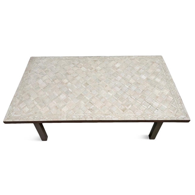 Beige Omni Pattern Mosaic Outdoor Coffee Table For Sale In Los Angeles - Image 6 of 8