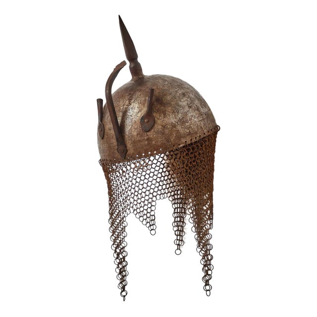 19th Century Battle Helmet with Engraving and Ring Suspension For Sale
