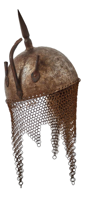 19th Century Battle Helmet with Engraving and Ring Suspension